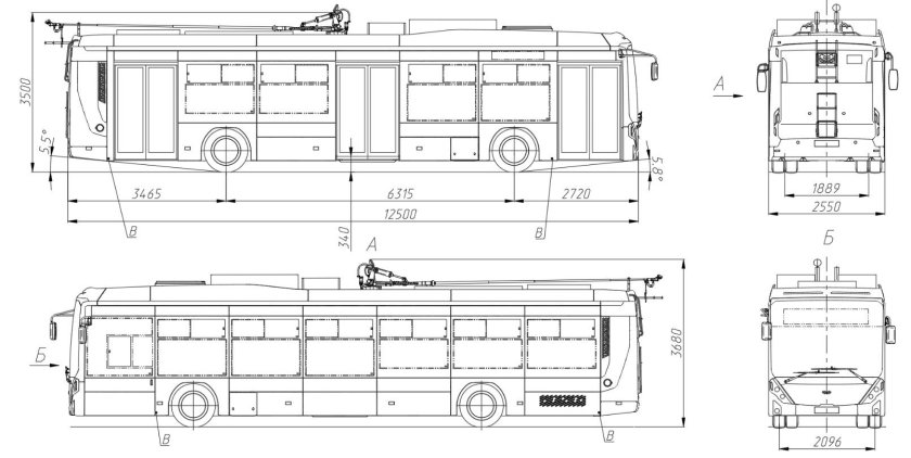 Чертёж троллейбуса маз 203т