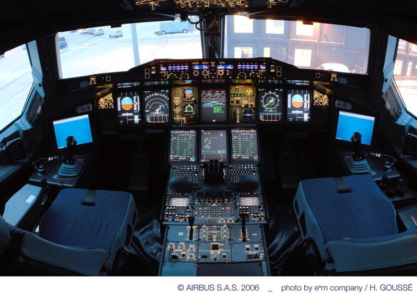 Airbus a380 кабина пилота
