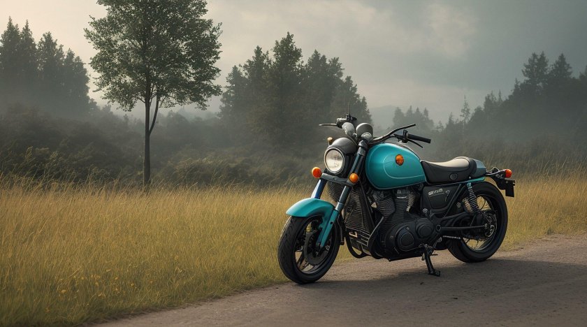 Мотоцикл в цветочном поле