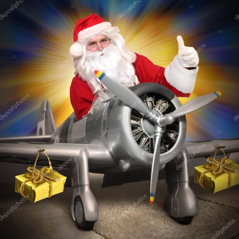 Дед Мороз на самолете