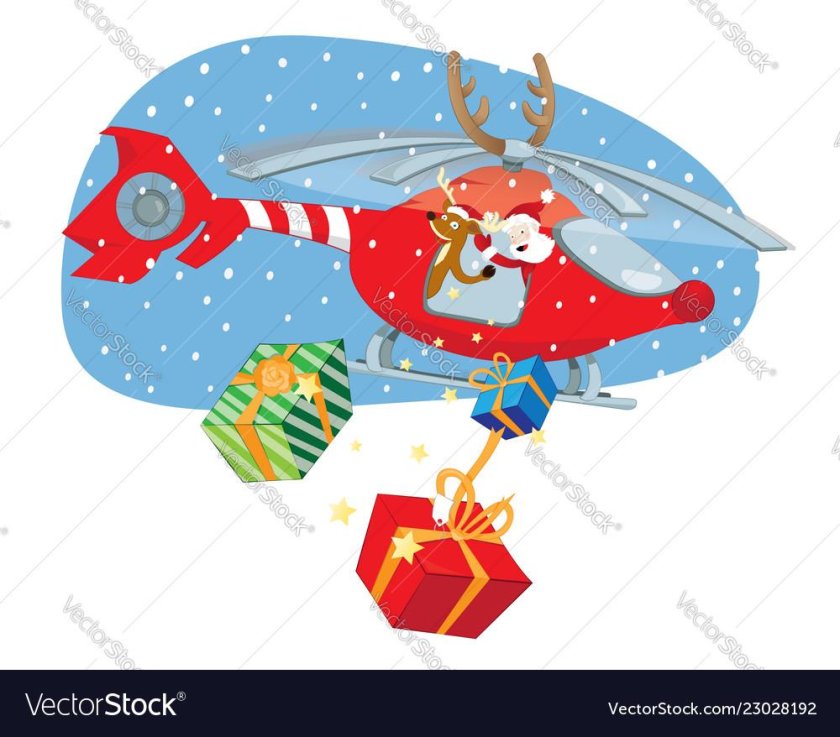 Новогодняя открытка с вертолетом