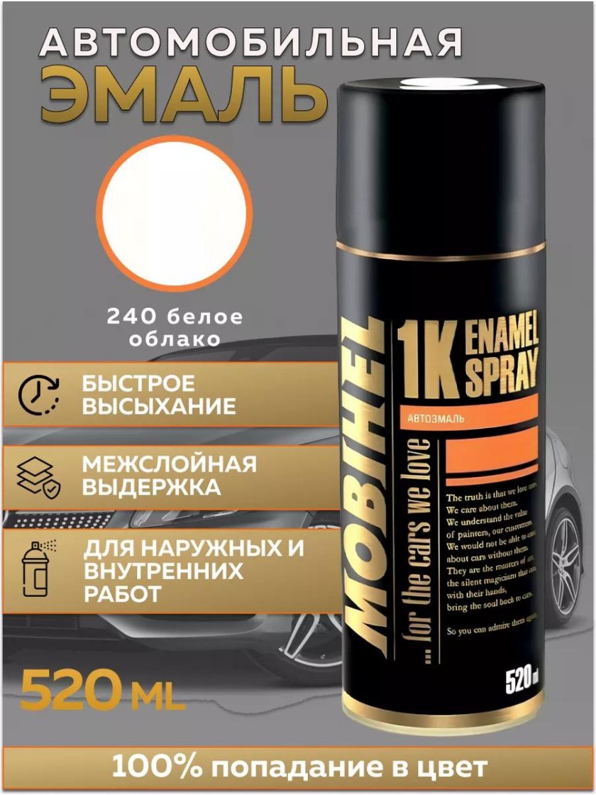 Mobihel аэрозоль базовая эмаль металлик 240 белое