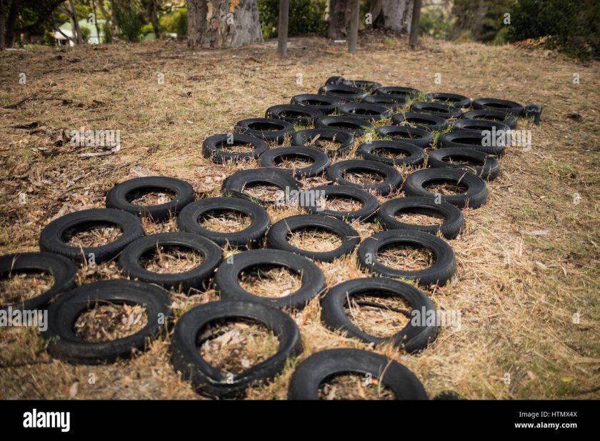 Полоса препятствий из шин