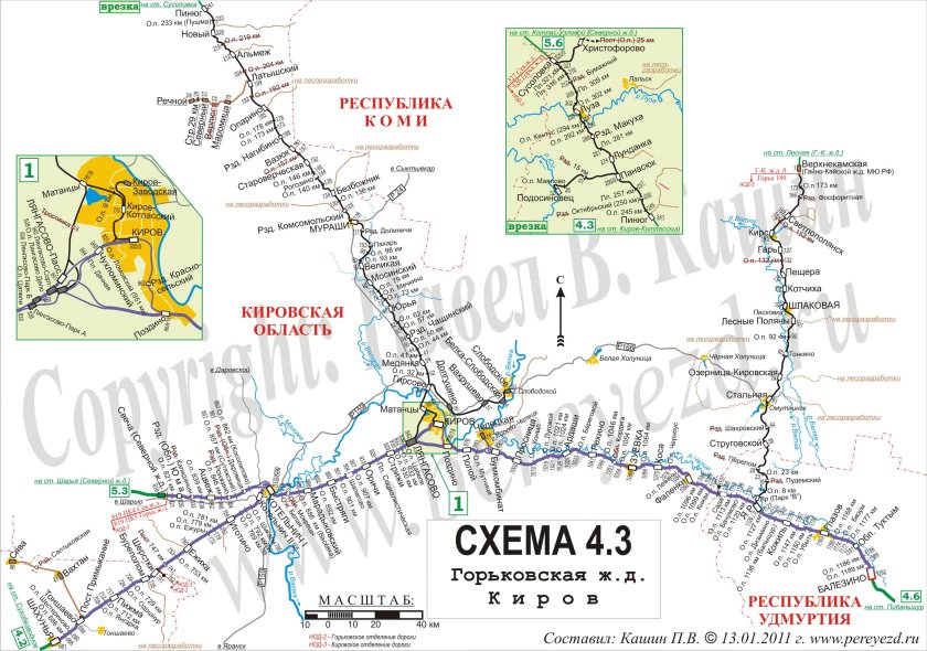 Схема Горьковской железной дороги Кировской области