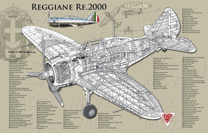 Чертежи Reggiane "re.2000 Falco", истребитель
