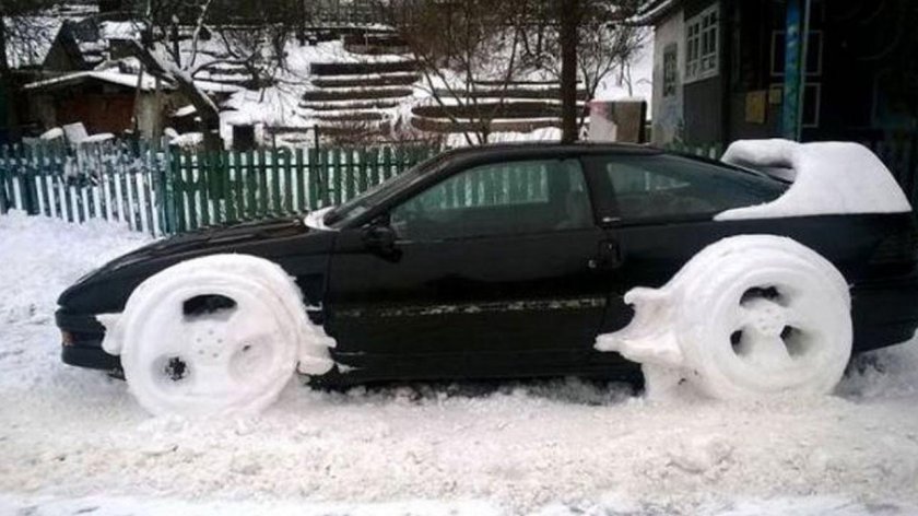 Зимние автоприколы