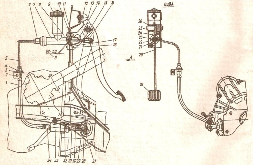 Система сцепления Москвич 412 схема