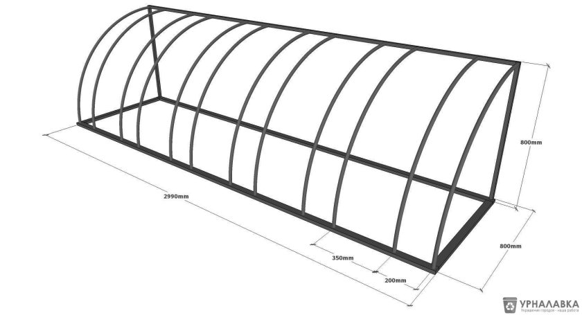Велопарковка вп5 2340х420х840