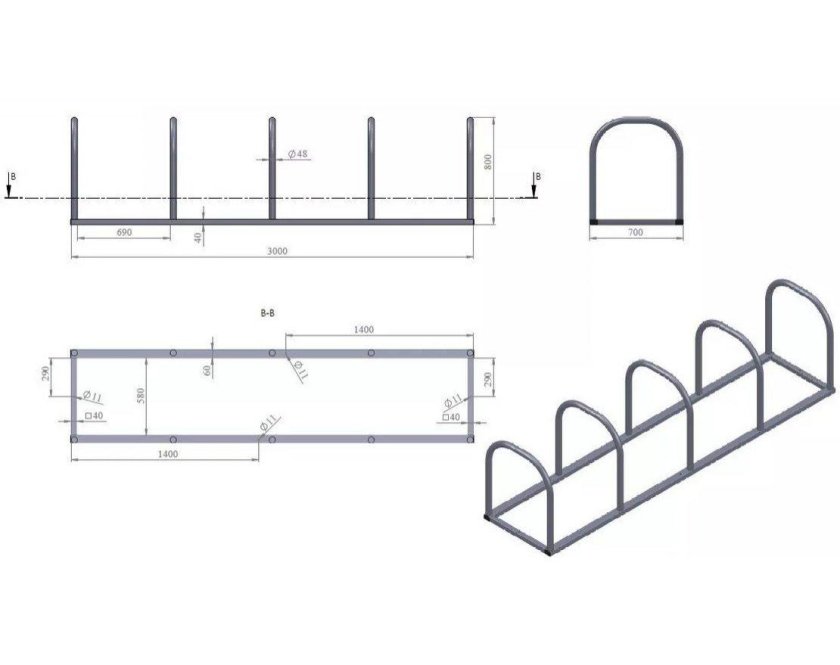 Велопарковка ВП-1 Optima чертёж