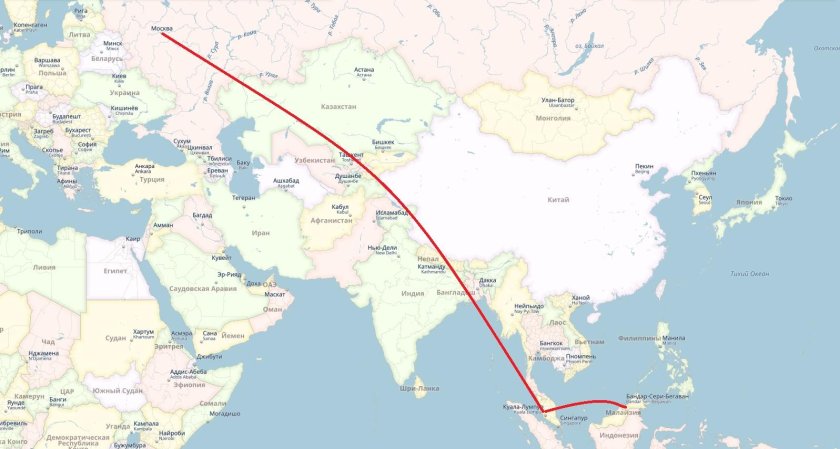 Траектория полета Москва Шри Ланка
