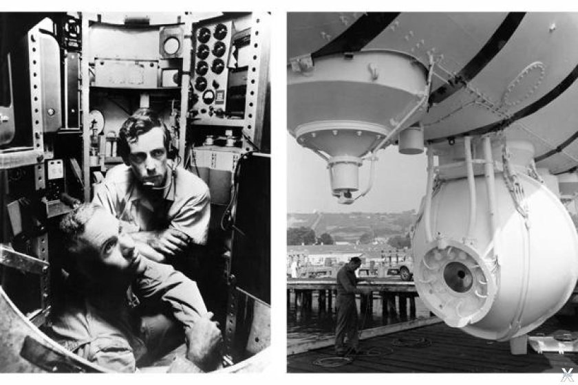 Жак Пикар и Дон Уолш на батискафе