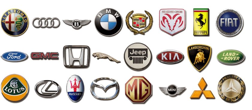 Шильдики автомобилей по маркам