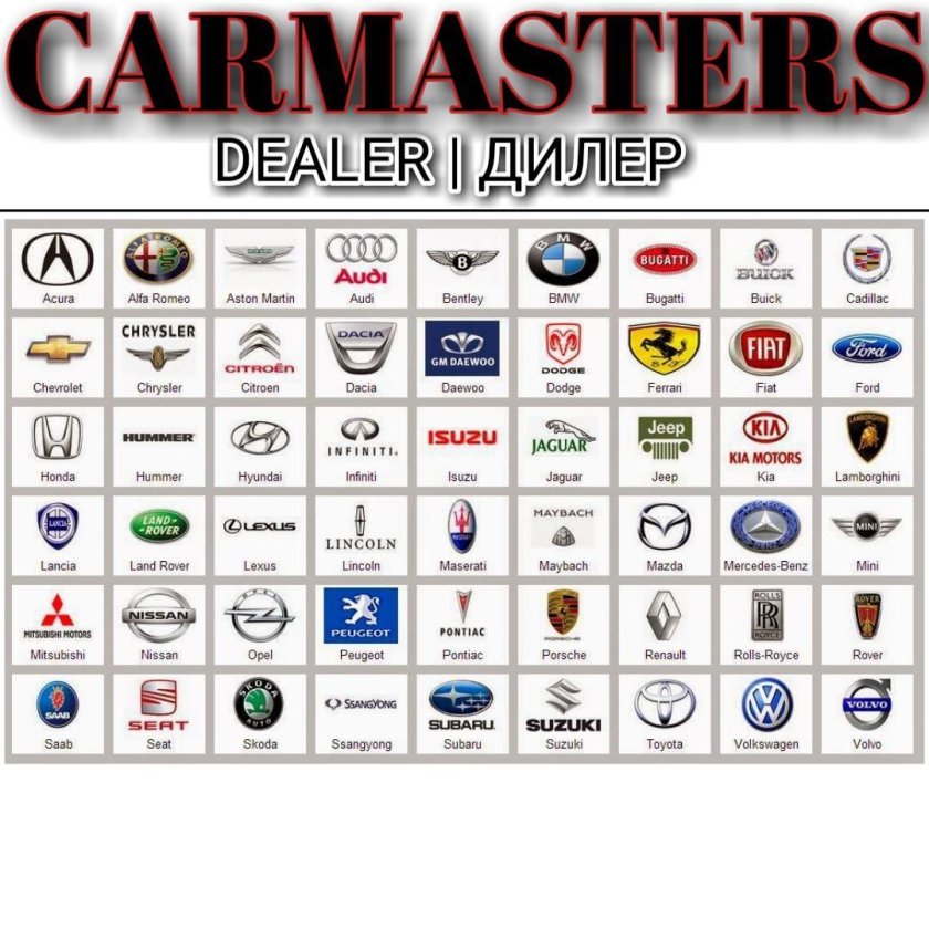 Марки автомобилей со значками и названиями