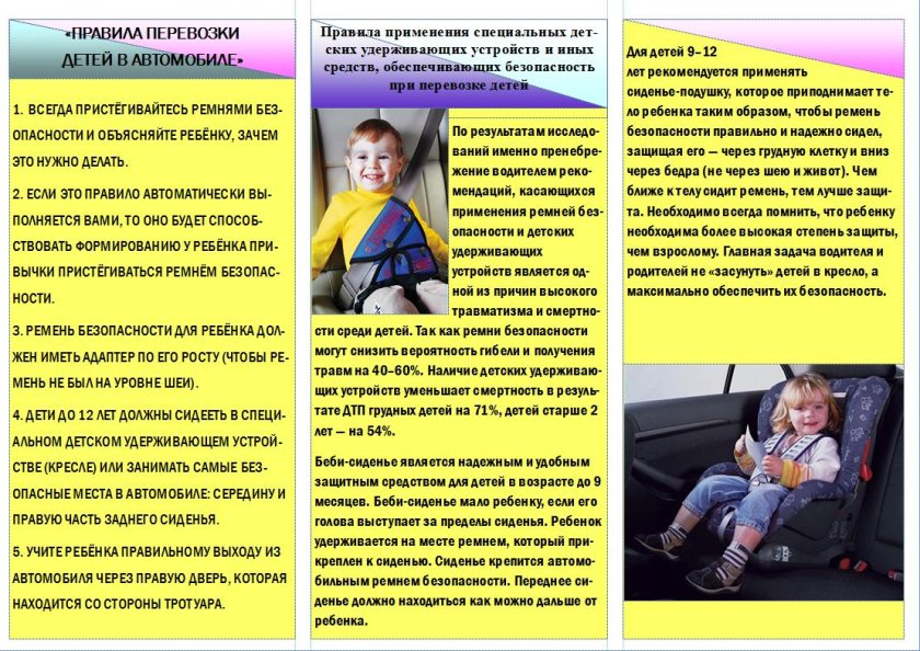 Памятки по правилам перевозки детей