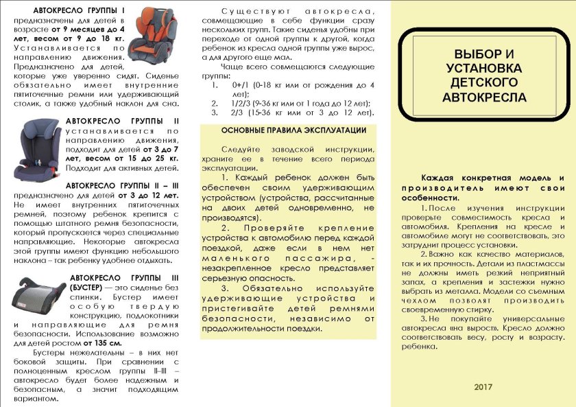 Буклет автокресло
