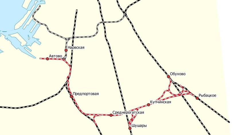 Схема ЖД станции Предпортовая