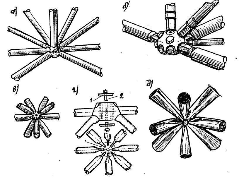 Перекрестно-стержневые пространственные конструкции узлы