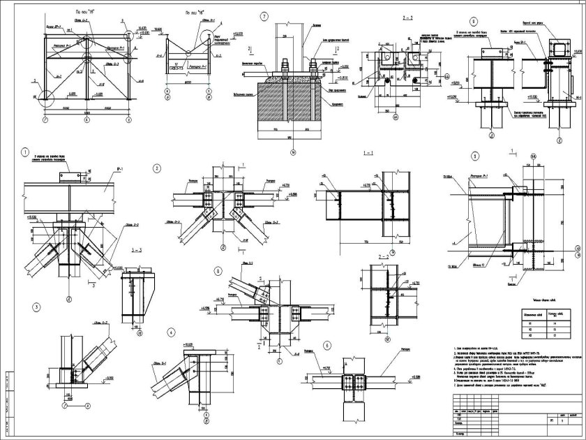 Чертеж металлической колонны КМД