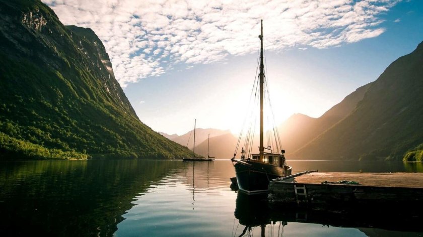 Норвегия фьорды закат