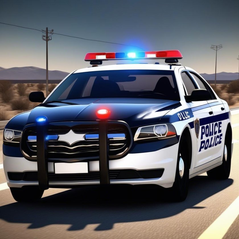 Полицейская машина с мигалками