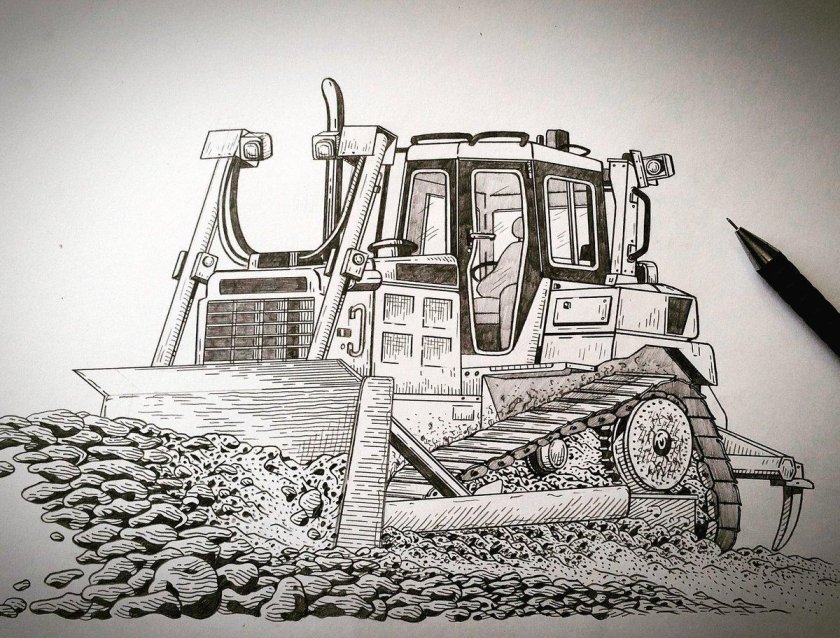 Бульдозер карандашом