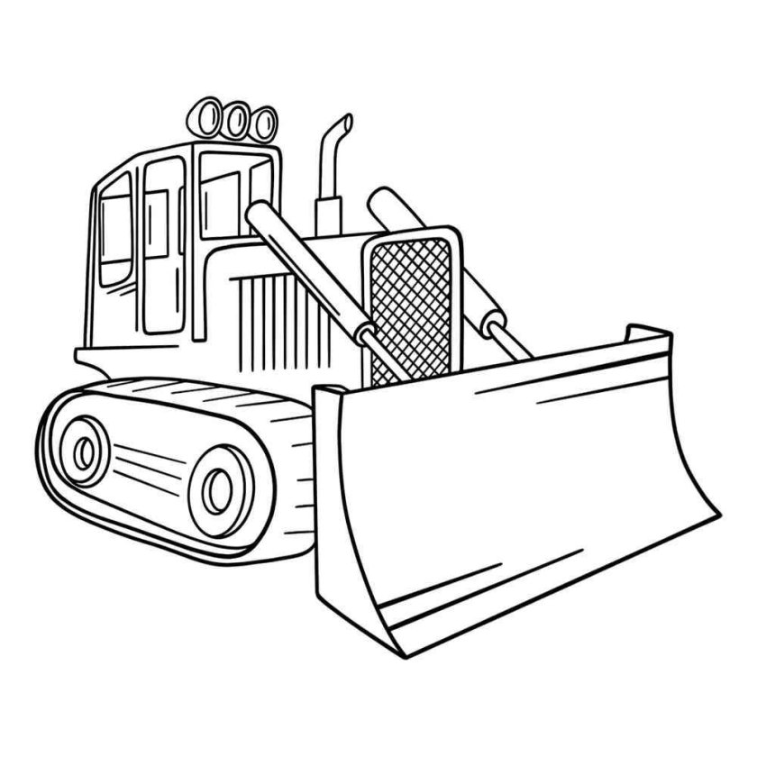 Бульдозер раскраска для детей