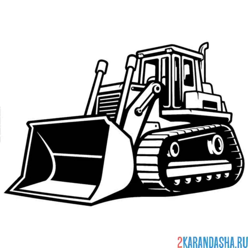 Раскраска бульдозер