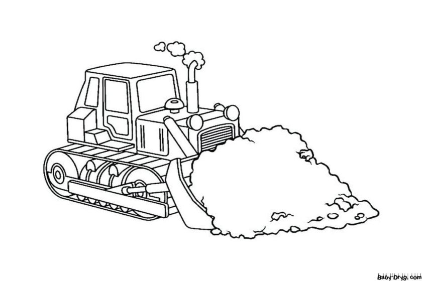 Бульдозер раскраска для детей