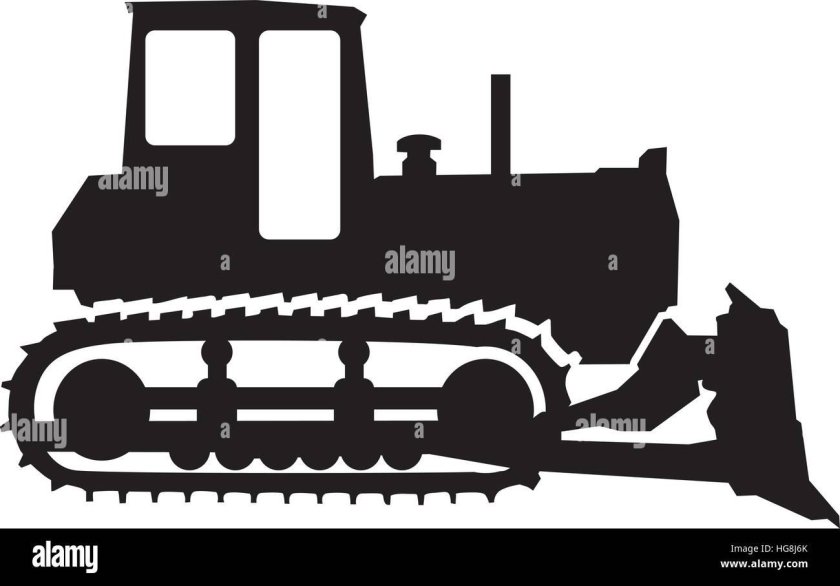 Бульдозер силуэт