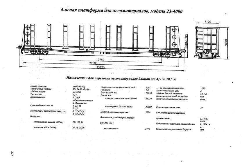 4-Осная платформа для лесоматериалов, модель 23-4000