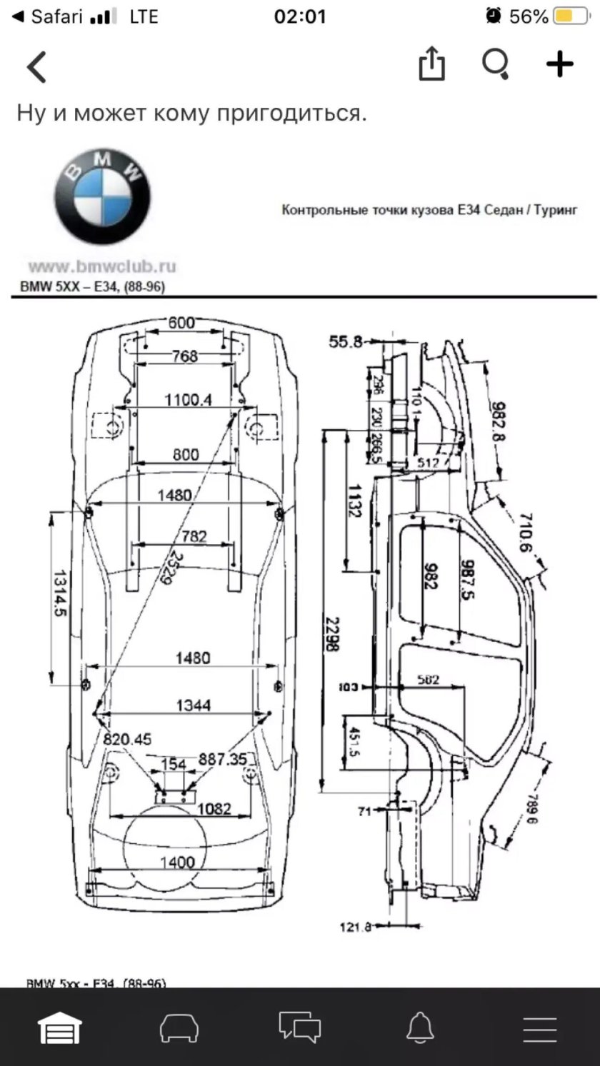 Геометрия кузова БМВ е34