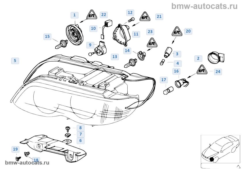 Схема фары БМВ х5 е70
