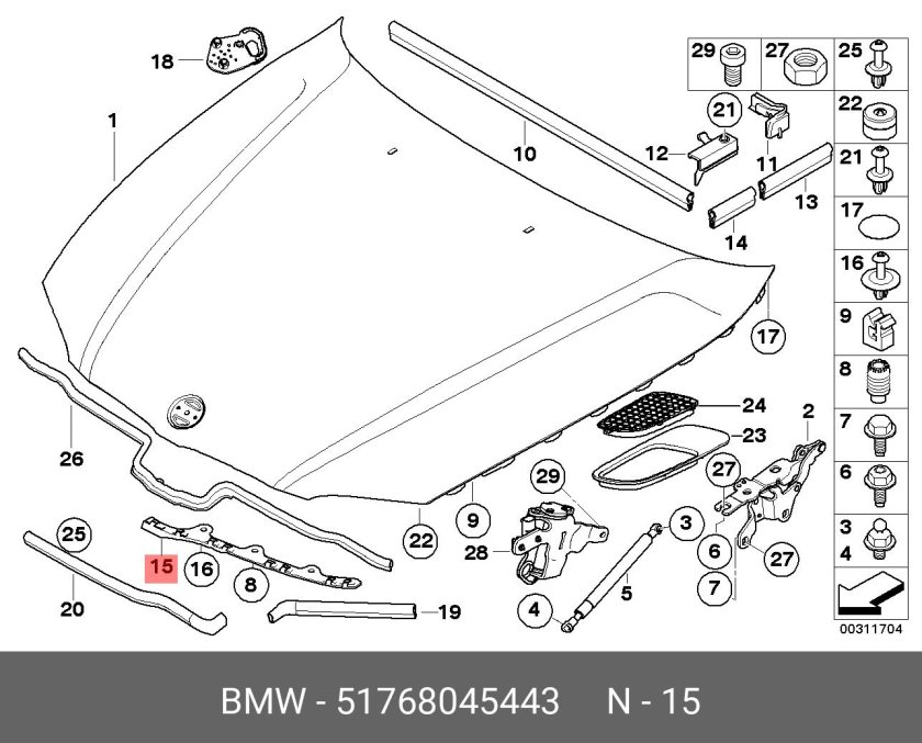 Болты капота БМВ е39