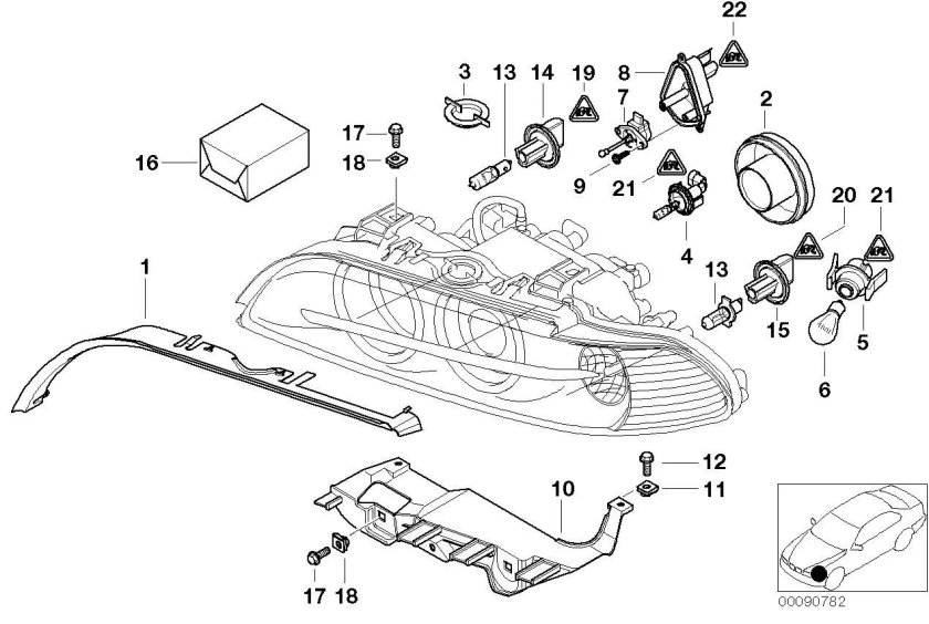 Схема фары БМВ е39