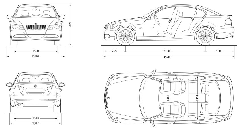 Чертеж машины бмв