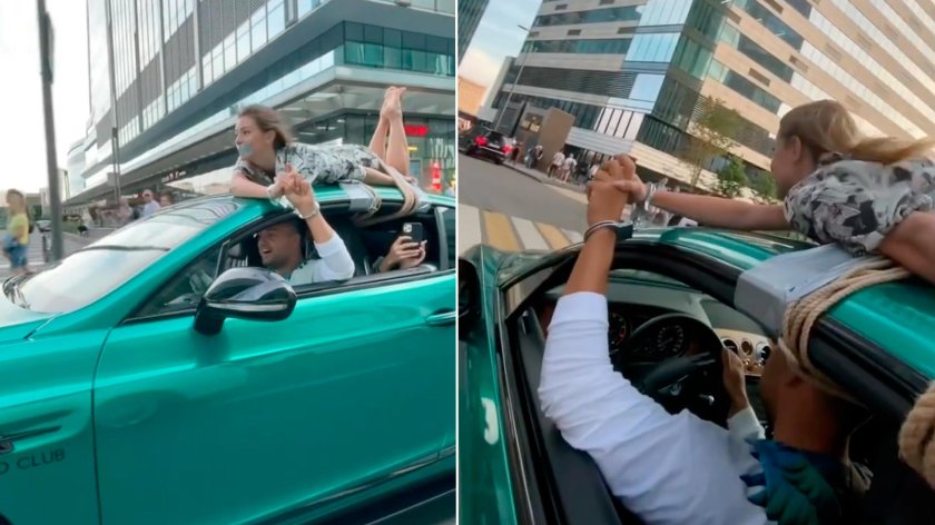 Девушка на крыше Бентли