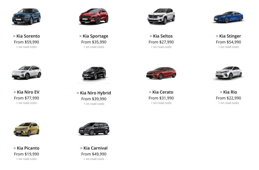 Kia Модельный ряд 2021