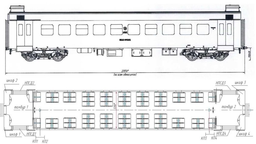 Чертеж вагона электрички эд4м