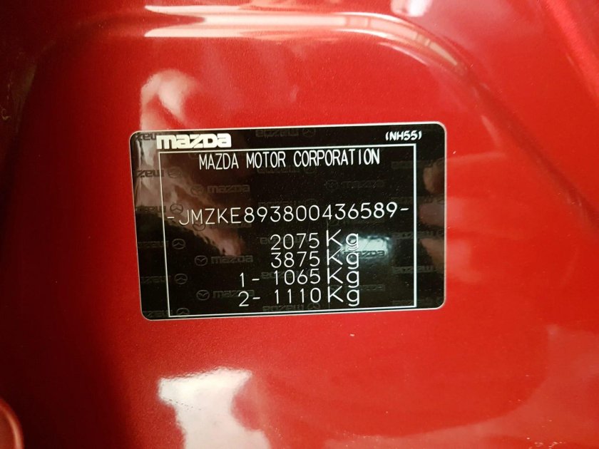 Mazda CX 5 VIN табличка