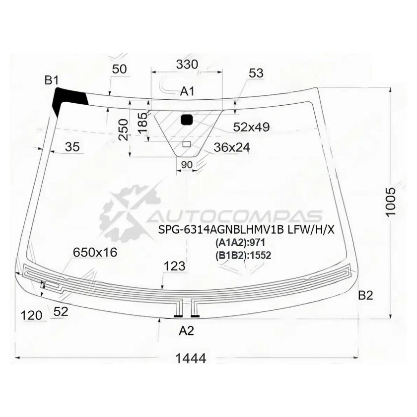 Размер лобового стекла Каптива с140