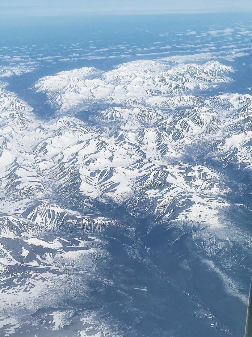 Кавказский хребет Эльбрус с самолета