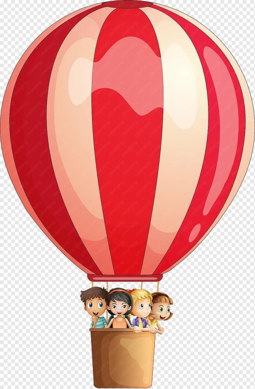 Воздушный шар с корзиной мультяшный