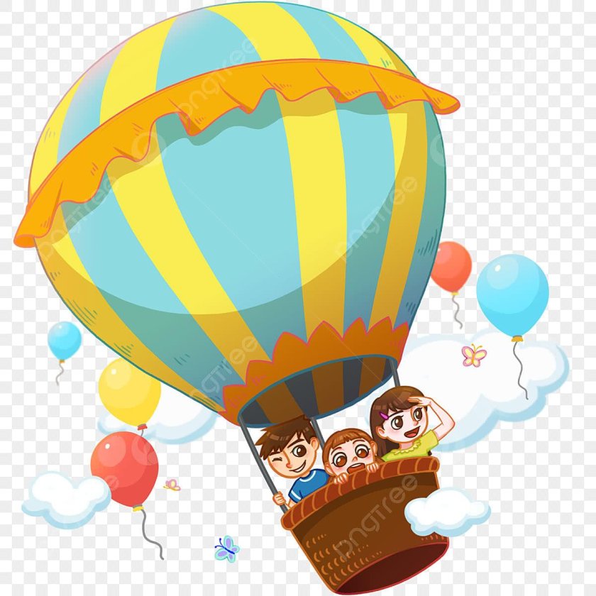 Воздушный шар с корзиной мультяшный