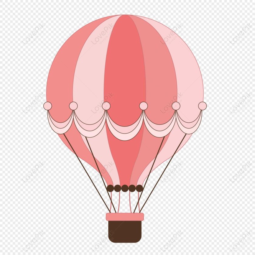 Розовый воздушный шар с корзиной