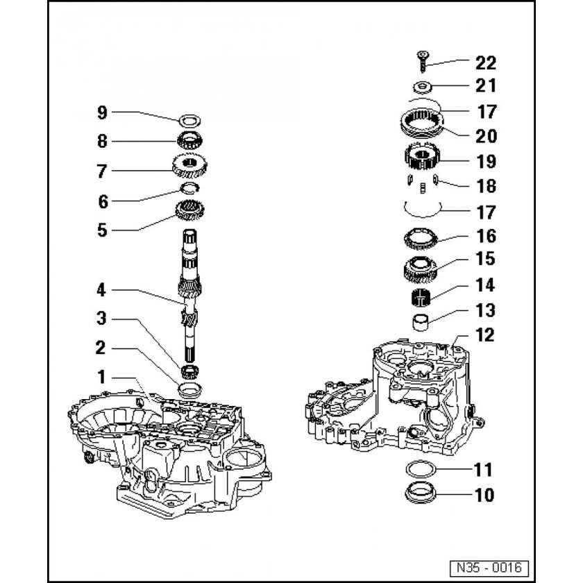 Схема коробки передач Шкода Октавия тур 1.6