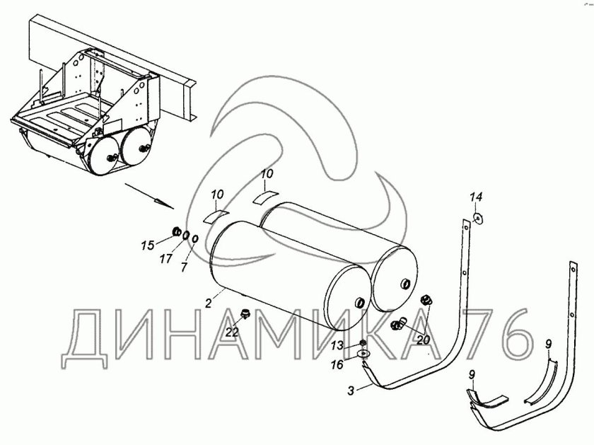 Кронштейн ресиверов маз 5516