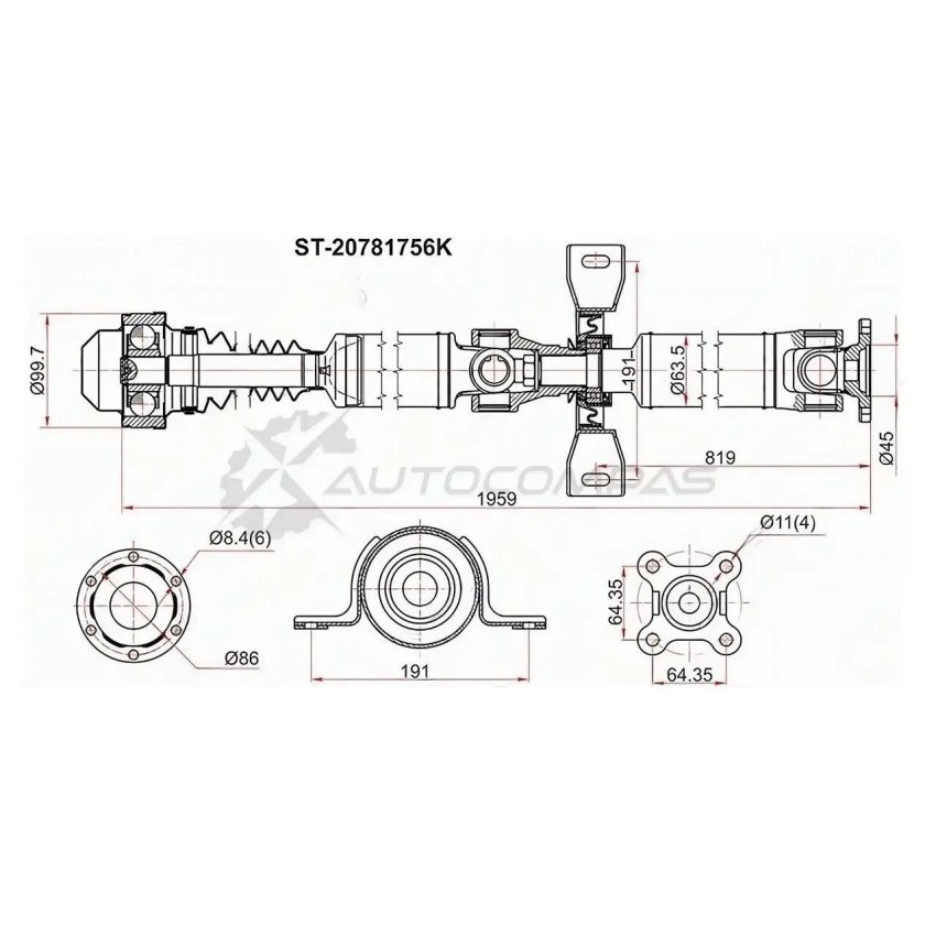 Sat вал карданный в сборе opel antara