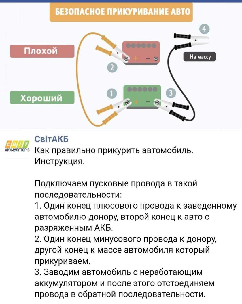 Схема подключения для прикуривания машины