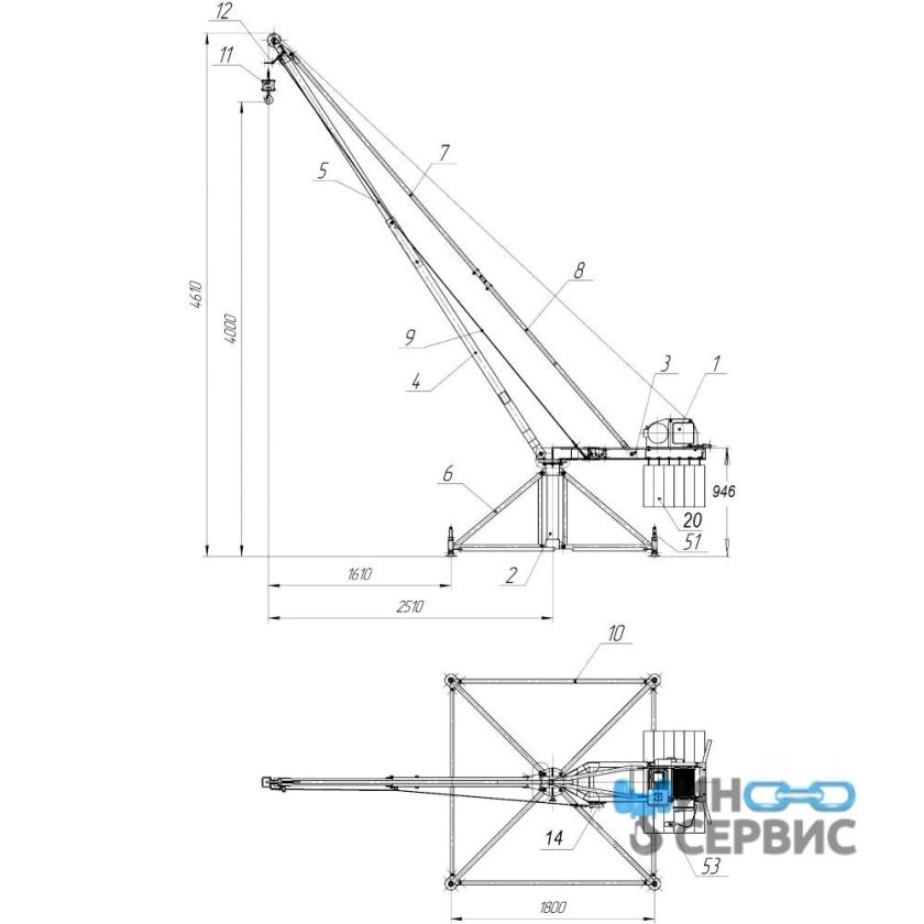 Кран стреловой поворотный КСП-320 мастер