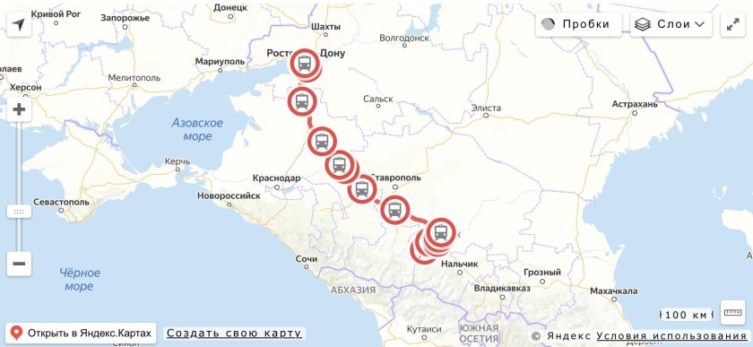 Маршрут электрички Ласточка Ростов Кисловодск